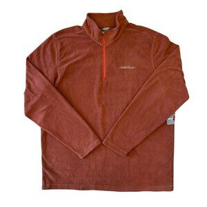 Eddie Bauer Fleece 1/4 Zip Pullover Sweater Mens TXL Rust Brown